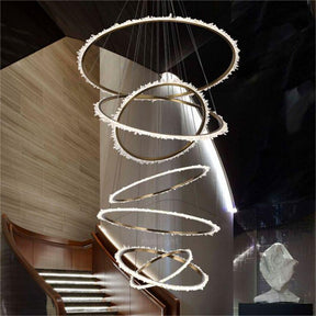 Primary Crystal Cluster Multi Rings Chandelier - Merlin Lamps