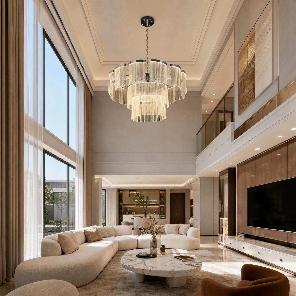 Prismata Crystal Modern Sculptural Ring Chandelier
