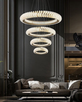 Extra Large Round Acrylic and Stainless Steel Multi-Layer Chandelier for High Ceilings