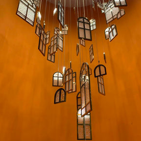Modern Creative Round Floating Glass Windows Chandelier for Living Room/Hotel/Restaurant