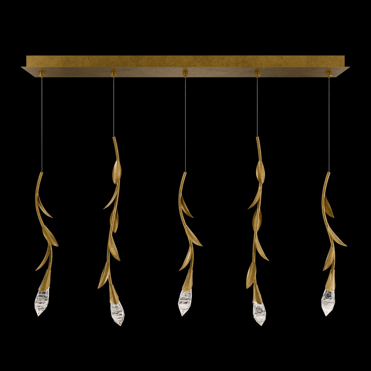 Modern Luxury Floating Branches Floral Crystal Chandelier with Rectangular Canopy for High-ceiling - Merlin Lamps