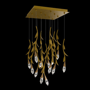 Modern Luxury Floating Branches Floral Crystal Chandelier with Square Canopy for High-ceiling - Merlin Lamps
