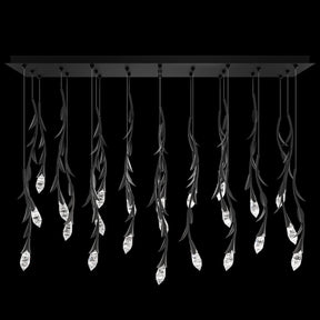 Modern Luxury Floating Branches Floral Crystal Chandelier with Rectangular Canopy for High-ceiling - Merlin Lamps