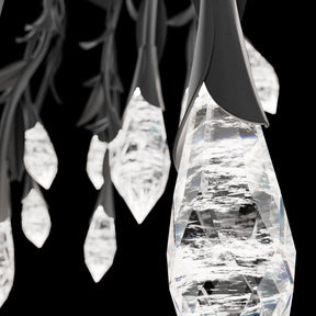 Modern Luxury Floating Branches Floral Crystal Chandelier with Rectangular Canopy for High-ceiling - Merlin Lamps