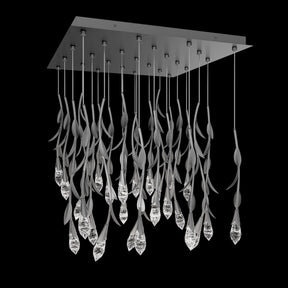 Modern Luxury Floating Branches Floral Crystal Chandelier with Square Canopy for High-ceiling - Merlin Lamps