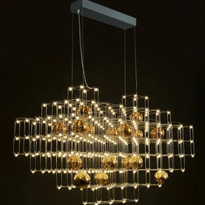 Modern Stainless Steel Three-dimensional Cube Chandelier