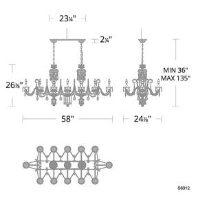 Merlinlamps S6912 Sterling Linear 12-lt 58" Chandelier