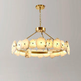 Natural Flake Alabaster Modern Round Chandelier - Merlin Lamps
