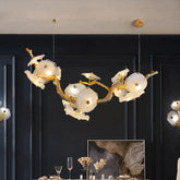 Aruna Modern Leaf Glass Flower Linear Branch Chandelier, Island Chandelier