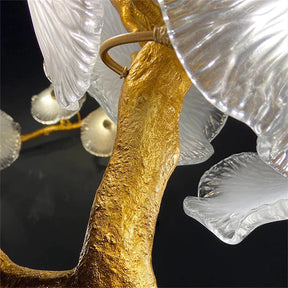 Aruna Modern Leaf Glass Flower Linear Branch Chandelier, Island Chandelier