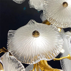 Aruna Modern Leaf Glass Flower Linear Branch Chandelier, Island Chandelier