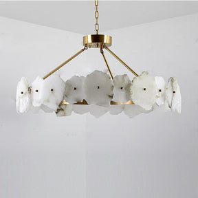 Natural Flake Alabaster Modern Round Chandelier - Merlin Lamps