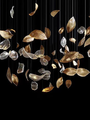 Shake Leaves Chandelier, Luxury High-End Glass Leaves Floating Chandelier for Hotel/Villa/Living Room