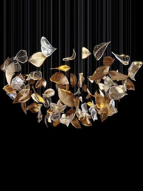 Shake Leaves Chandelier, Luxury High-End Glass Leaves Floating Chandelier for Hotel/Villa/Living Room