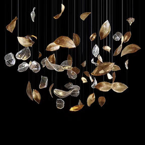 Shake Leaves Chandelier, Luxury High-End Glass Leaves Floating Chandelier for Hotel/Villa/Living Room