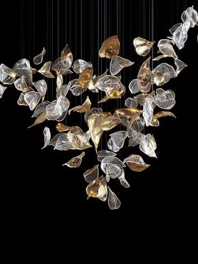 Shake Leaves Chandelier, Luxury High-End Glass Leaves Floating Chandelier for Hotel/Villa/Living Room