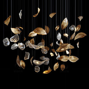 Shake Leaves Chandelier, Luxury High-End Glass Leaves Floating Chandelier for Hotel/Villa/Living Room