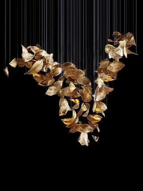 Shake Leaves Chandelier, Luxury High-End Glass Leaves Floating Chandelier for Hotel/Villa/Living Room