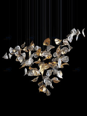 Shake Leaves Chandelier, Luxury High-End Glass Leaves Floating Chandelier for Hotel/Villa/Living Room