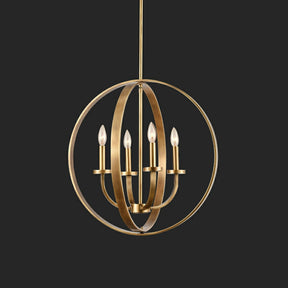 Solid 4-Light Satin Brass 22-Inch Globe Ceiling Lighting Fixture