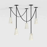 Contemporary Alabaster Chandelier,5-Light Vintage Alabaster Pendant Cluster