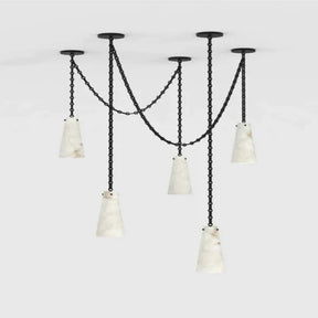 Contemporary Alabaster Chandelier,5-Light Vintage Alabaster Pendant Cluster