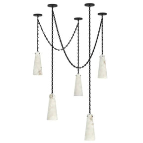 Contemporary Alabaster Chandelier,5-Light Vintage Alabaster Pendant Cluster