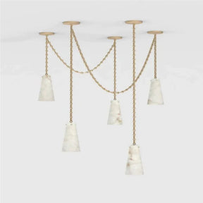 Contemporary Alabaster Chandelier,5-Light Vintage Alabaster Pendant Cluster