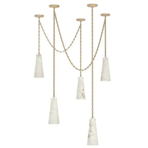 Contemporary Alabaster Chandelier,5-Light Vintage Alabaster Pendant Cluster