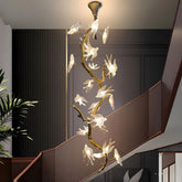 Crissy Branch Brass Bird Branch Staircase Chandelier