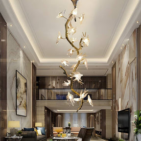 Crissy Branch Brass Bird Branch Staircase Chandelier