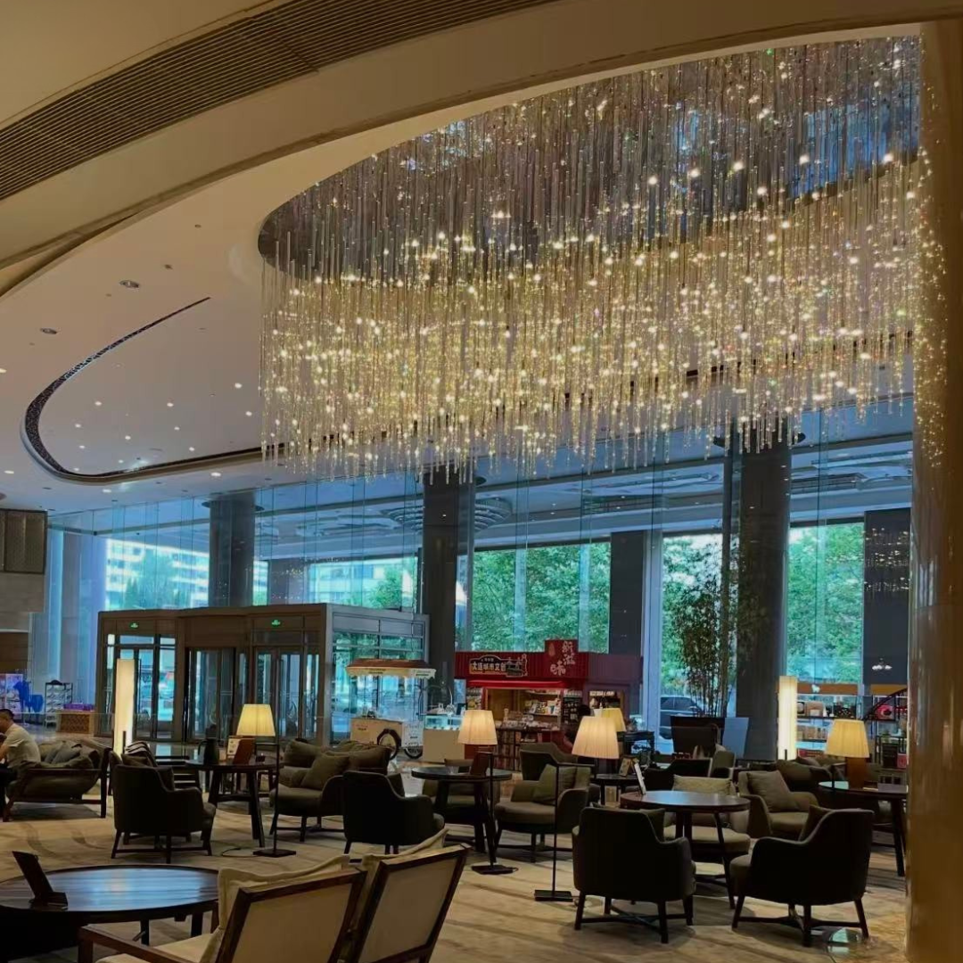 Luxury Grand Waterfall Cascading Strand Glass Chandelier