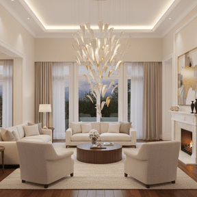 Galaxy White Feather Art Deco Chandelier