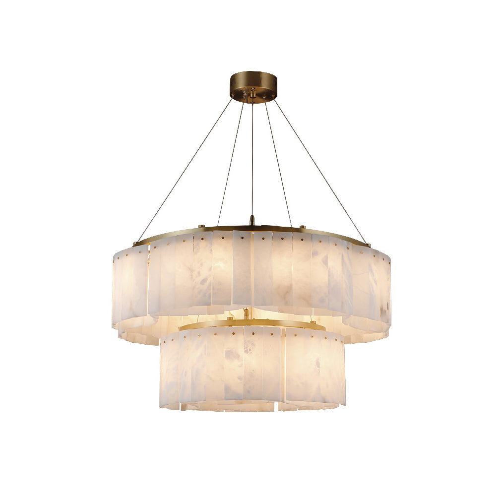 Lysander Modern Two- Tier Alabaster Chandelier Lighting