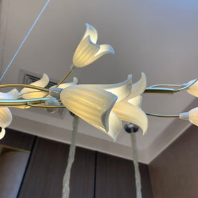 Modern Brass Branch Ceramics Flower Chandelier for Stylish Living Room Hotel and Restaurant - Merlin Lamps