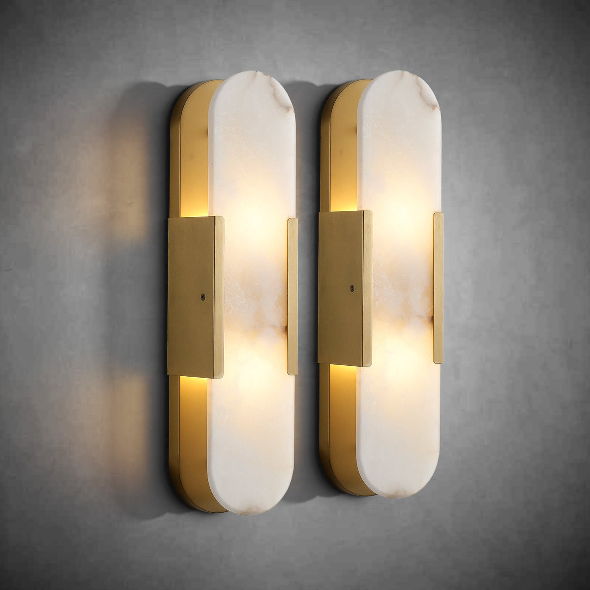 Wall Sconces Set of 2, Alabaster Wall Light, 19.7'' Indoor Vanity Light Fixtures for Bathroom