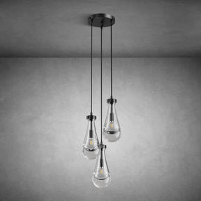 3-Light Raindrop-Shaped Circular Pendant Lamp