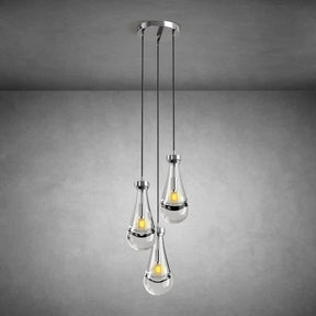 3-Light Raindrop-Shaped Circular Pendant Lamp