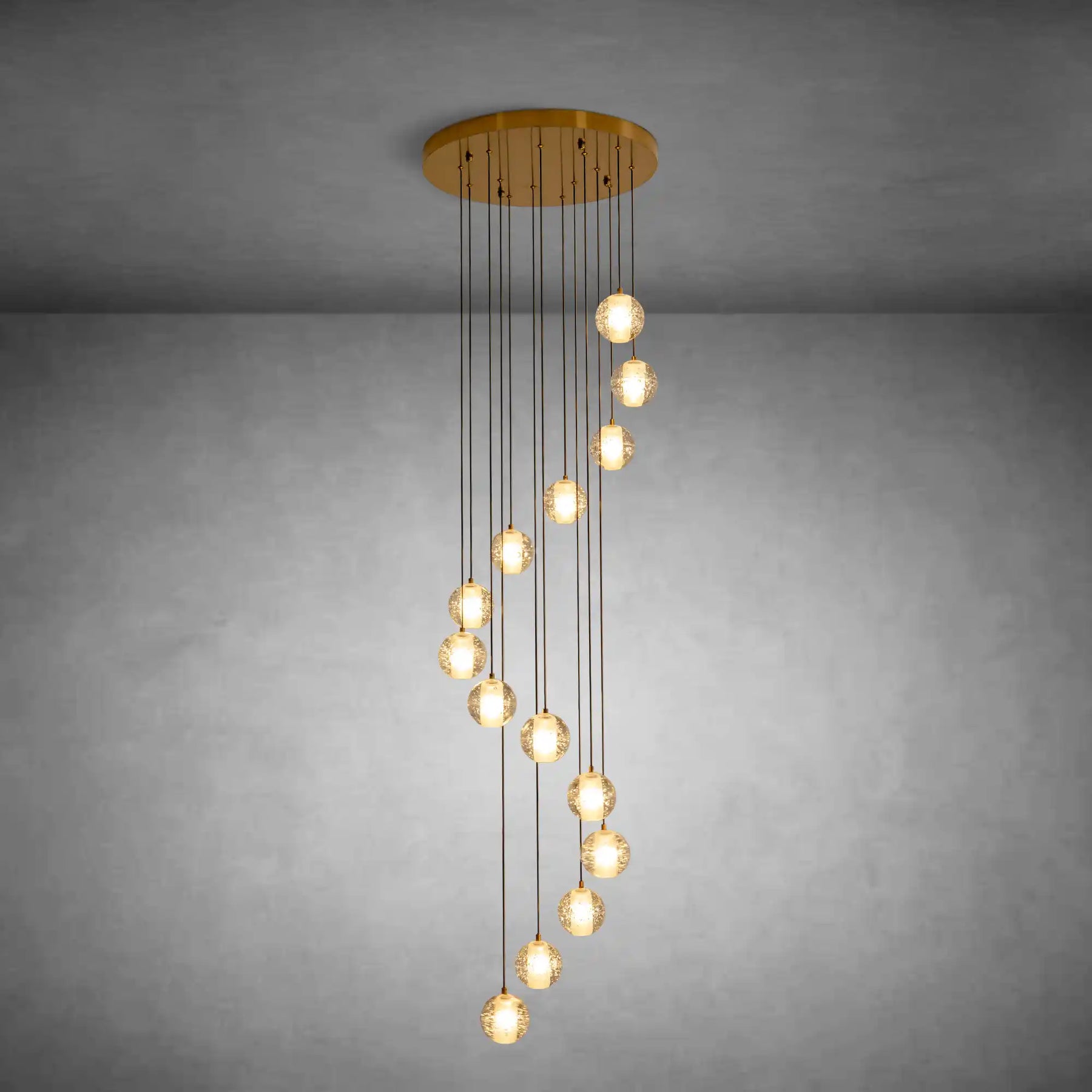 14-Light Gold Crystal Staircase Chandelier
