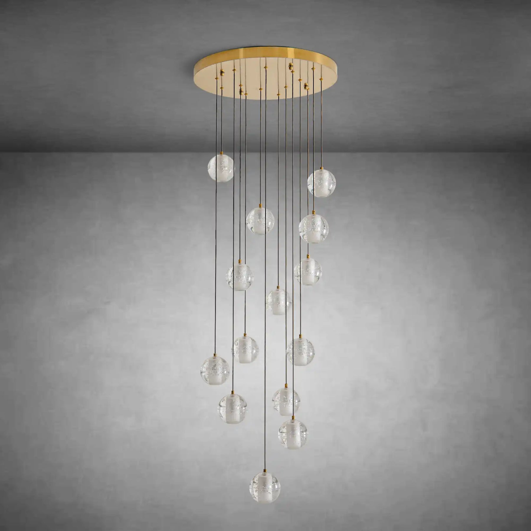 14-Light Gold Crystal Staircase Chandelier