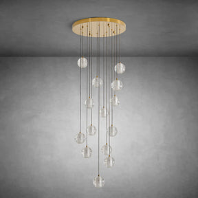 14-Light Gold Crystal Staircase Chandelier