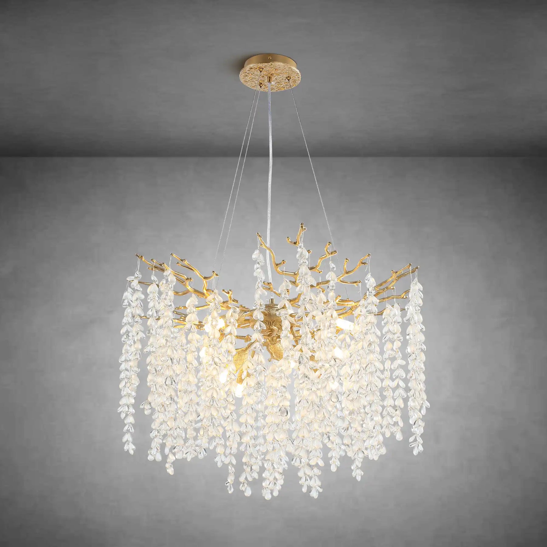 Modern Crystal Tree Branch Chandelier for Living Room 24 Inch