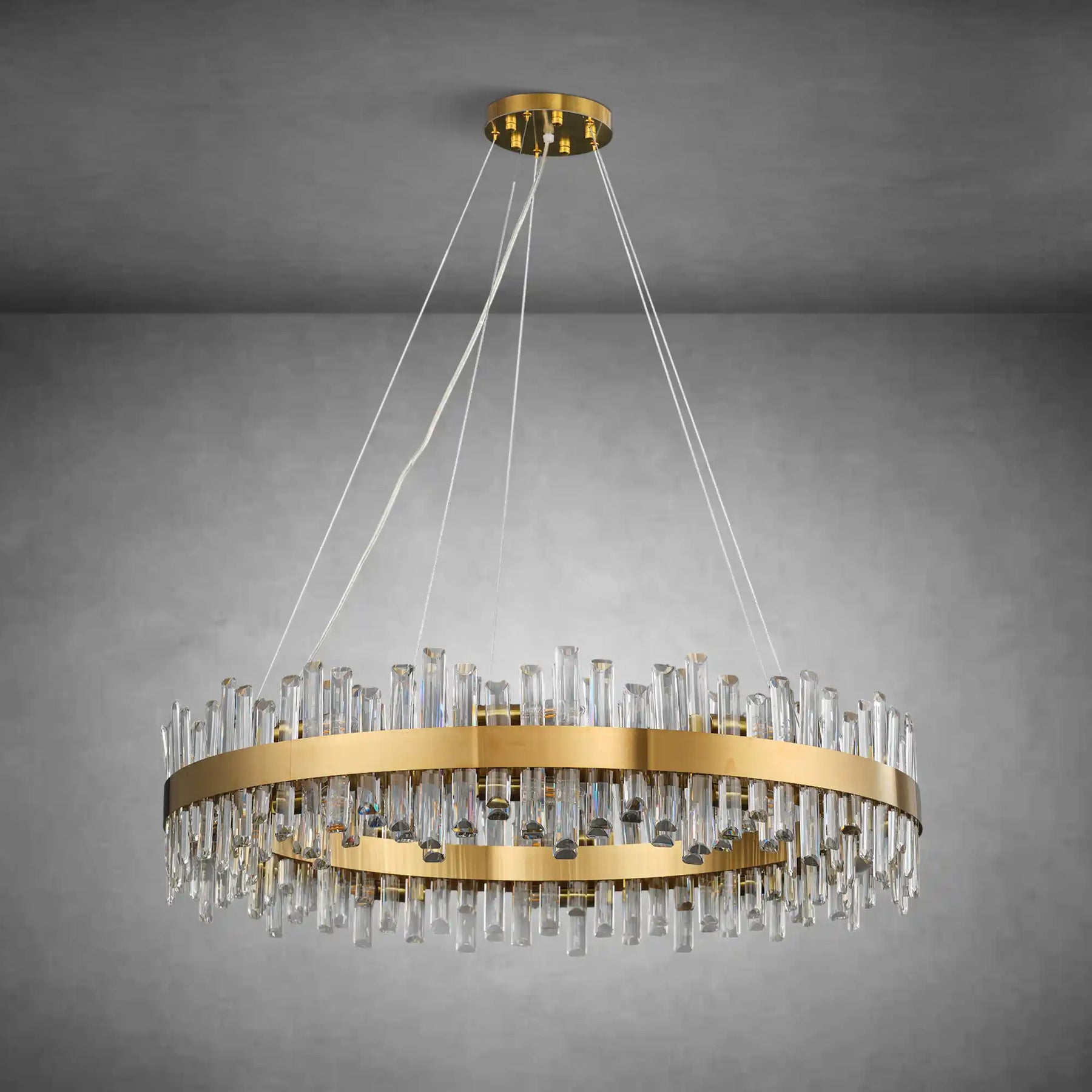 Modern Gold 2-Tier Crystal Chandelier 39.4 Inch