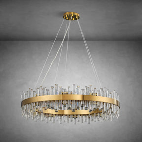 Modern Gold 2-Tier Crystal Chandelier 39.4 Inch