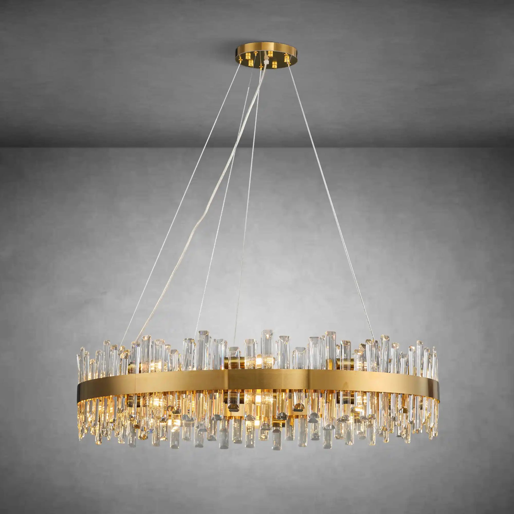 Modern Gold 2-Tier Crystal Chandelier 39.4 Inch