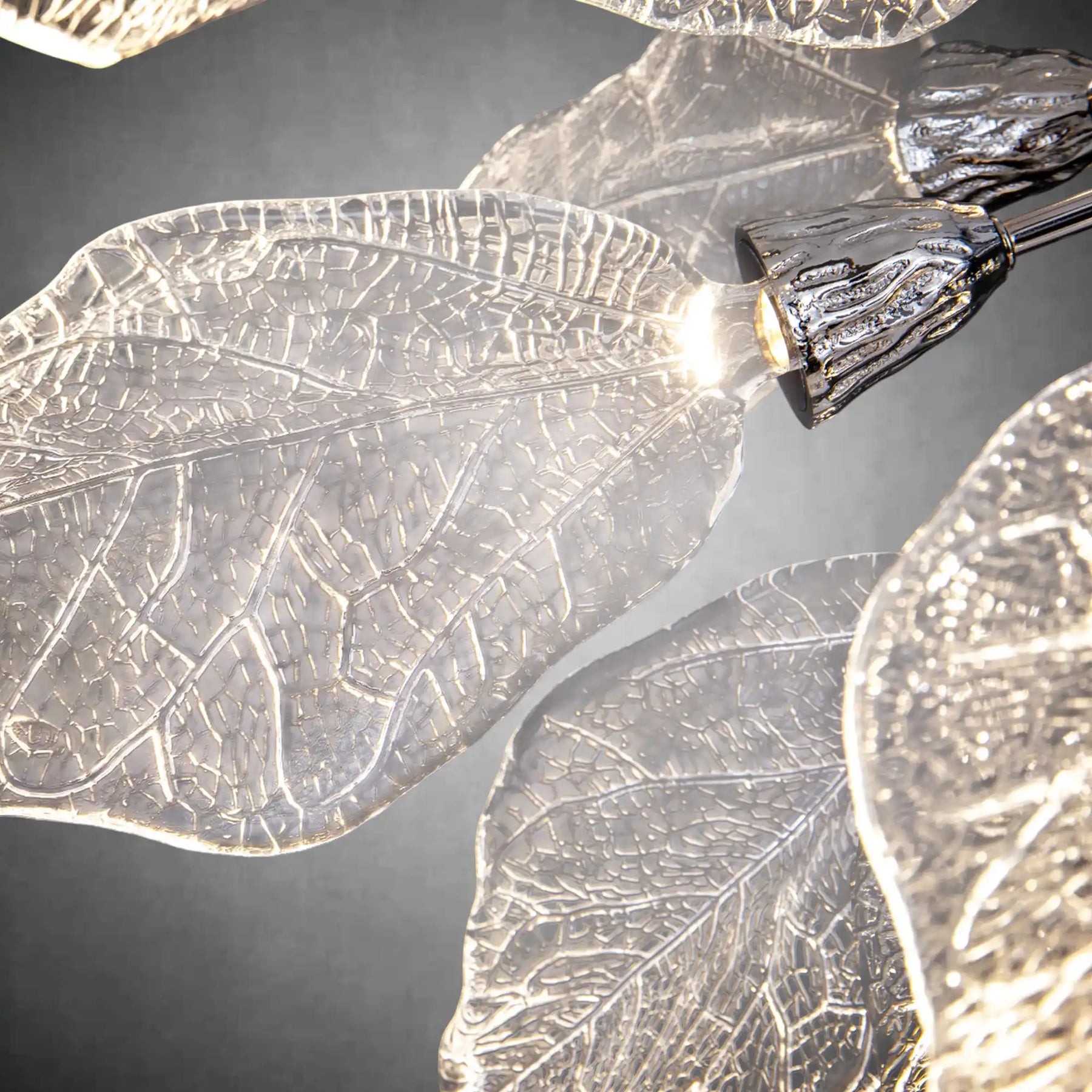 Modern Silver Leaf Chandelier D23 LED Dimmer Adjustable