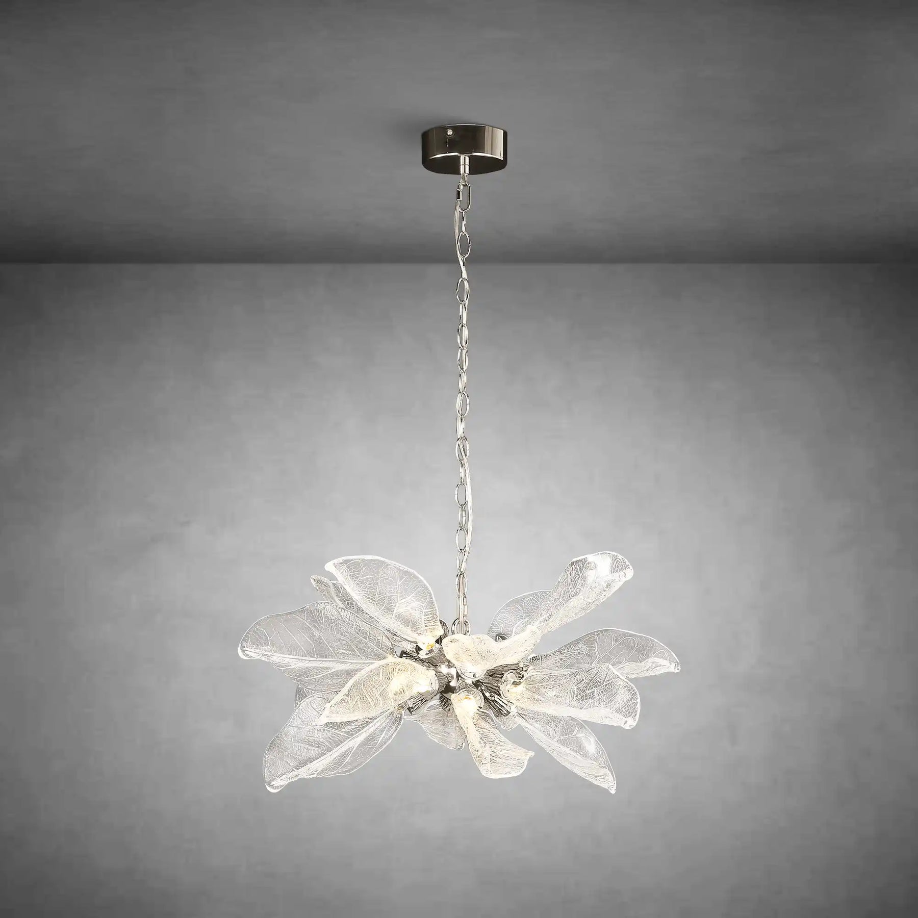 Modern Silver Leaf Chandelier D23 LED Dimmer Adjustable