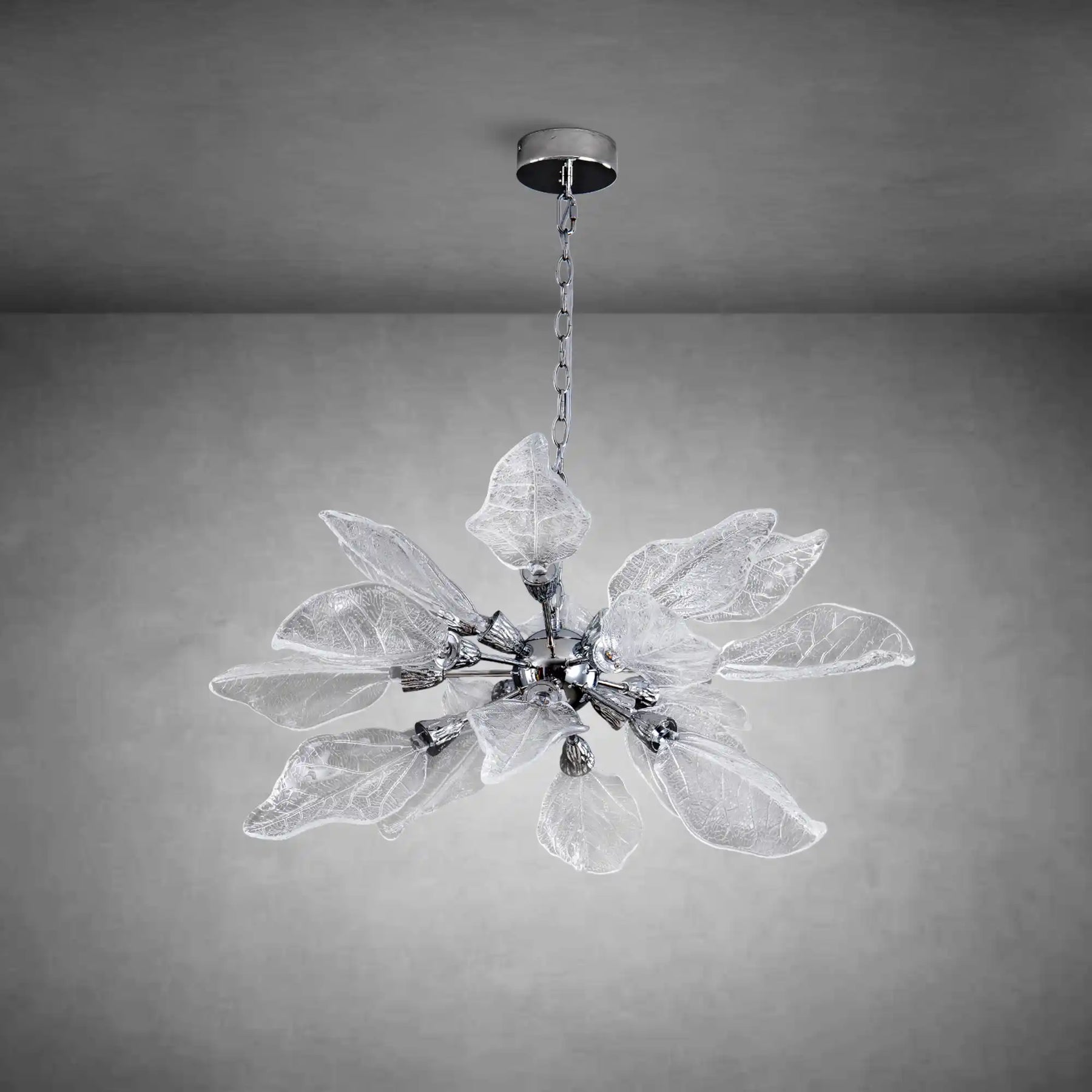 Modern Silver Leaf Chandelier D23 LED Dimmer Adjustable