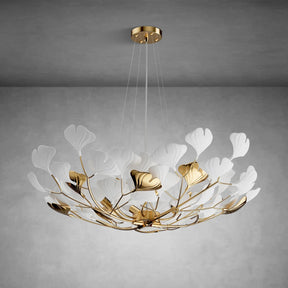 Branch Chandelier White Ceramic Ginkgo Leaf Chandeliers
