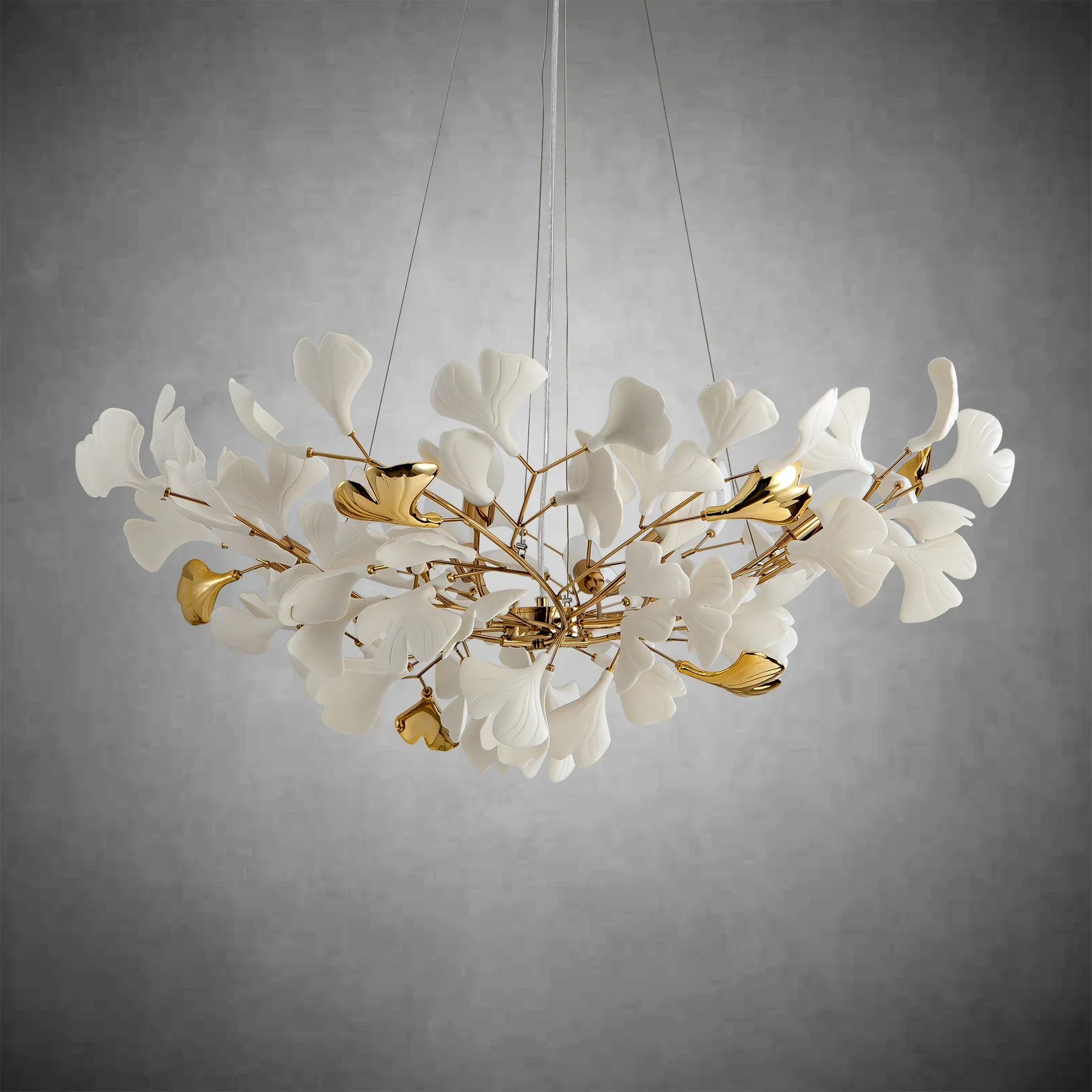 Branch Chandelier White Ceramic Ginkgo Leaf Chandeliers